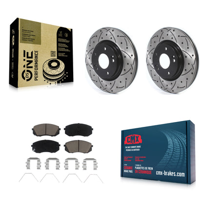 [Avant] Kit de disque (percé rainuré revêtu) et plaquette (céramique) de frein pour Kia Soul Hyundai Kona Elantra GT Veloster Forte Seltos KDC-100049