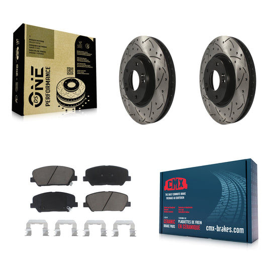 [Avant] Kit de disque (percé rainuré revêtu) et plaquette (céramique) de frein pour Hyundai Veloster Kia Forte Koup KDC-100052