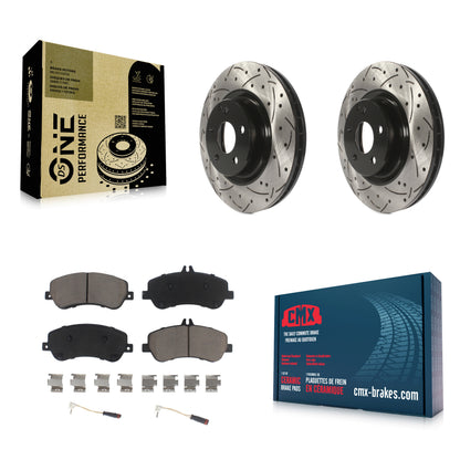 [Avant] Kit de disque (percé rainuré revêtu) et plaquette (céramique) de frein pour Mercedes-Benz GLK350 GLK250 KDC-100055