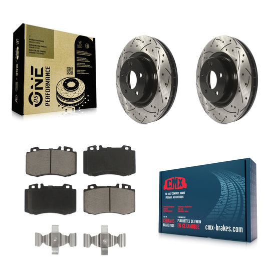 [Avant] Kit de disque (percé rainuré revêtu) et plaquette (céramique) de frein pour Mercedes-Benz CLS550 CLS500 E550 KDC-100056