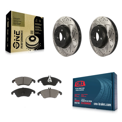 [Avant] Kit de disque (percé rainuré revêtu) et plaquette (céramique) de frein pour Mercedes-Benz E350 C300 C350 E400 E250 SLC300 KDC-100057