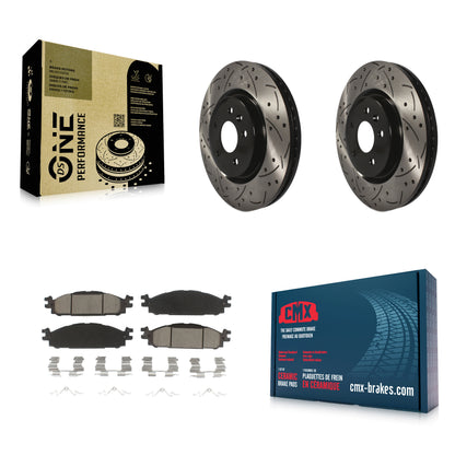 [Avant] Kit de disque (percé rainuré revêtu) et plaquette (céramique) de frein pour Ford Explorer Taurus Flex Lincoln MKT MKS KDC-100059