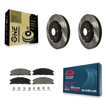[Avant] Kit de disque (percé rainuré revêtu) et plaquette (céramique) de frein pour 2013 Ford Explorer Sport avec Heavy Duty Brakes KDC-100060