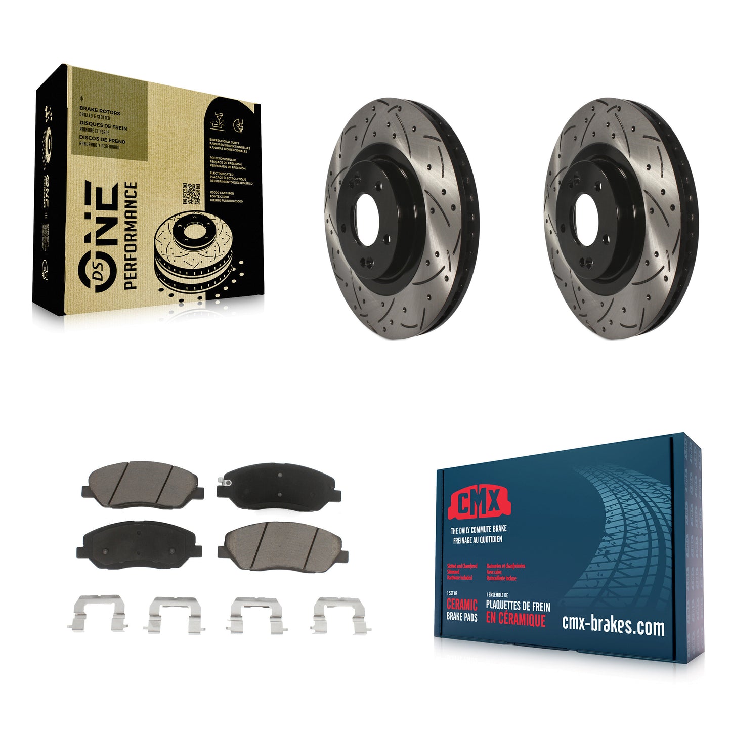 [Avant] Kit de disque (percé rainuré revêtu) et plaquette (céramique) de frein pour 2013-2016 Hyundai Santa Fe XL 3.3L KDC-100061