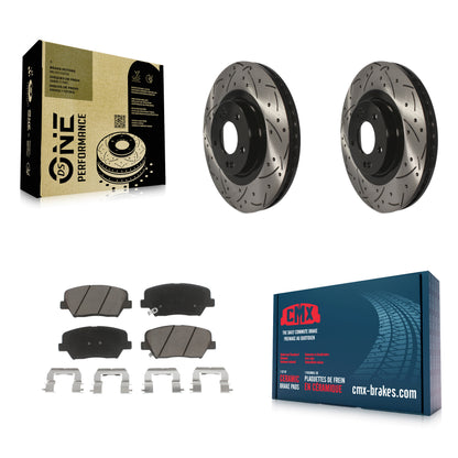 [Avant] Kit de disque (percé rainuré revêtu) et plaquette (céramique) de frein pour Hyundai Santa Fe Sport Kia Sorento KDC-100064