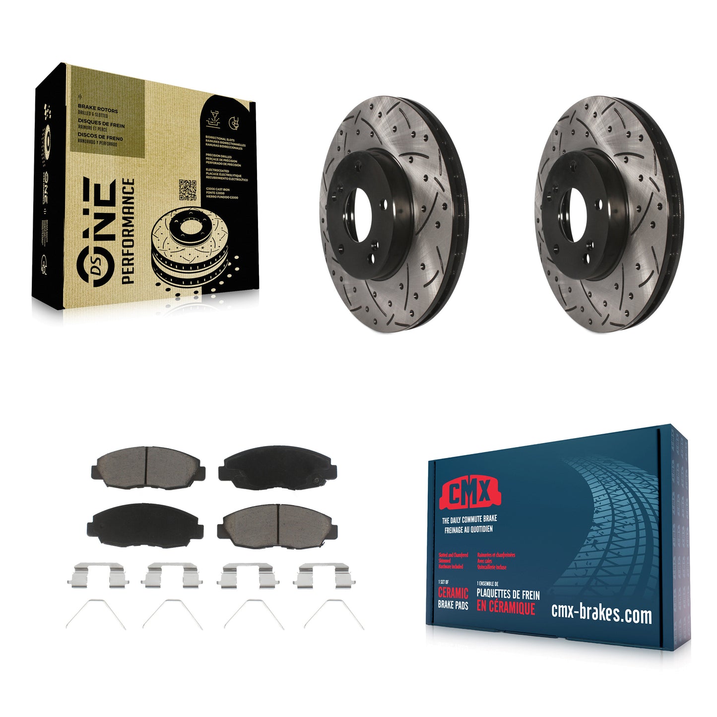 [Avant] Kit de disque (percé rainuré revêtu) et plaquette (céramique) de frein pour 2014-2015 Honda Civic Touring KDC-100067