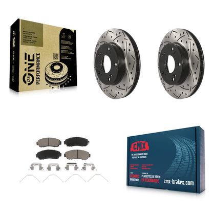 [Avant] Kit de disque (percé rainuré revêtu) et plaquette (céramique) de frein pour 2015 Honda Civic LX SE avec Manual transmission KDC-100069