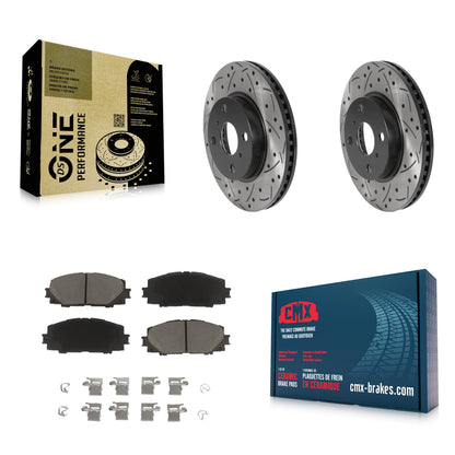 [Avant] Kit de disque (percé rainuré revêtu) et plaquette (céramique) de frein pour Toyota Yaris Prius C Scion iQ KDC-100072