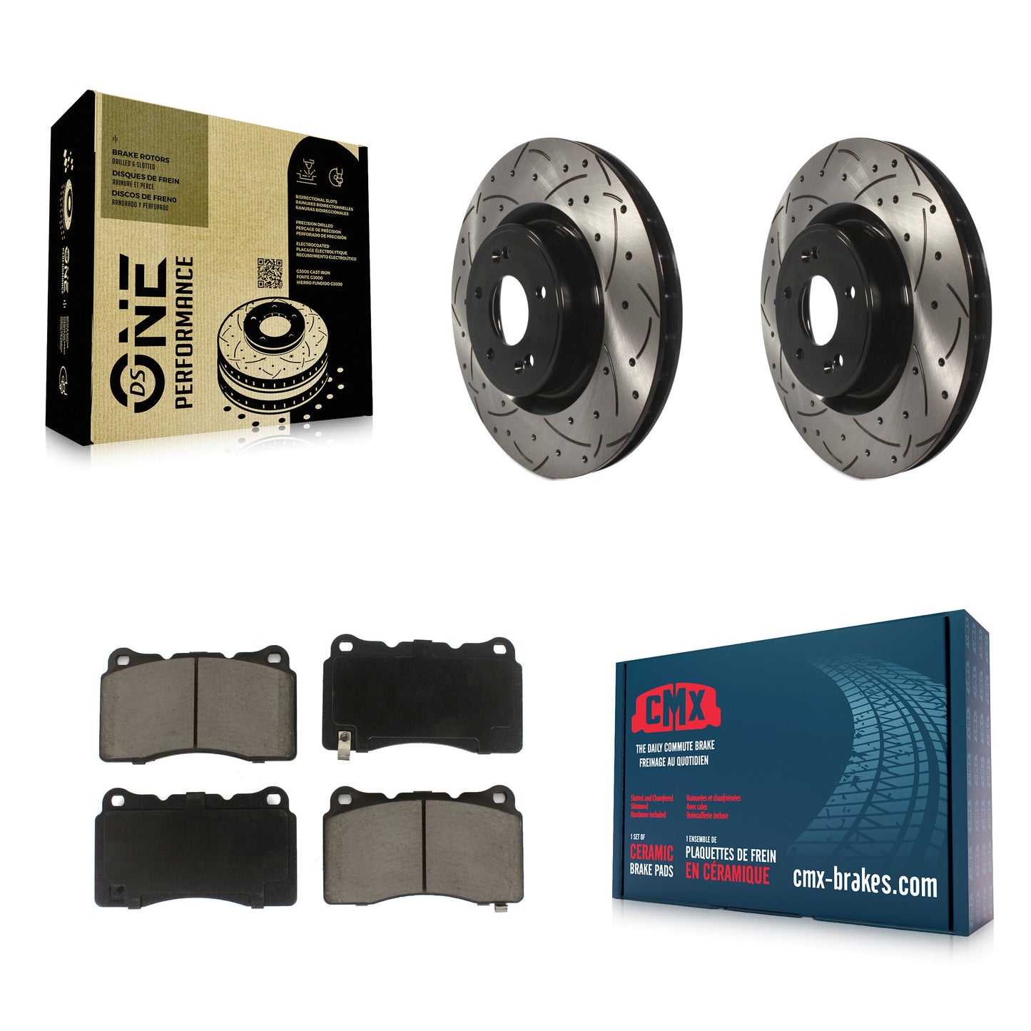 [Avant] Kit de disque (percé rainuré revêtu) et plaquette (céramique) de frein pour Hyundai Genesis Coupe KDC-100073