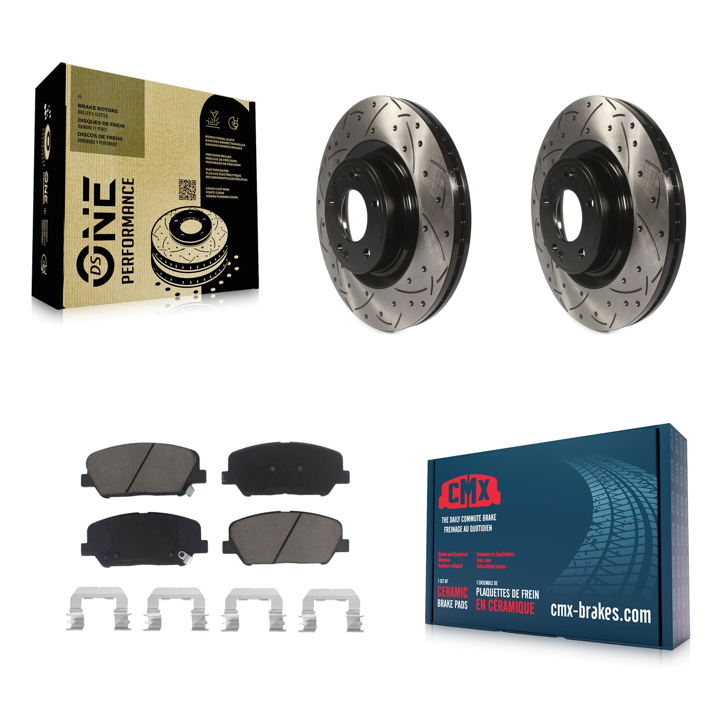[Avant] Kit de disque (percé rainuré revêtu) et plaquette (céramique) de frein pour Hyundai Genesis Coupe KDC-100074