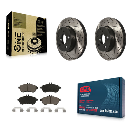 [Avant] Kit de disque (percé rainuré revêtu) et plaquette (céramique) de frein pour Mercedes-Benz C300 C250 C230 KDC-100075