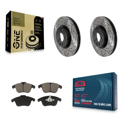 [Avant] Kit de disque (percé rainuré revêtu) et plaquette (céramique) de frein pour Volvo S60 XC70 S80 Land Rover Range Evoque V60 V70 KDC-100077