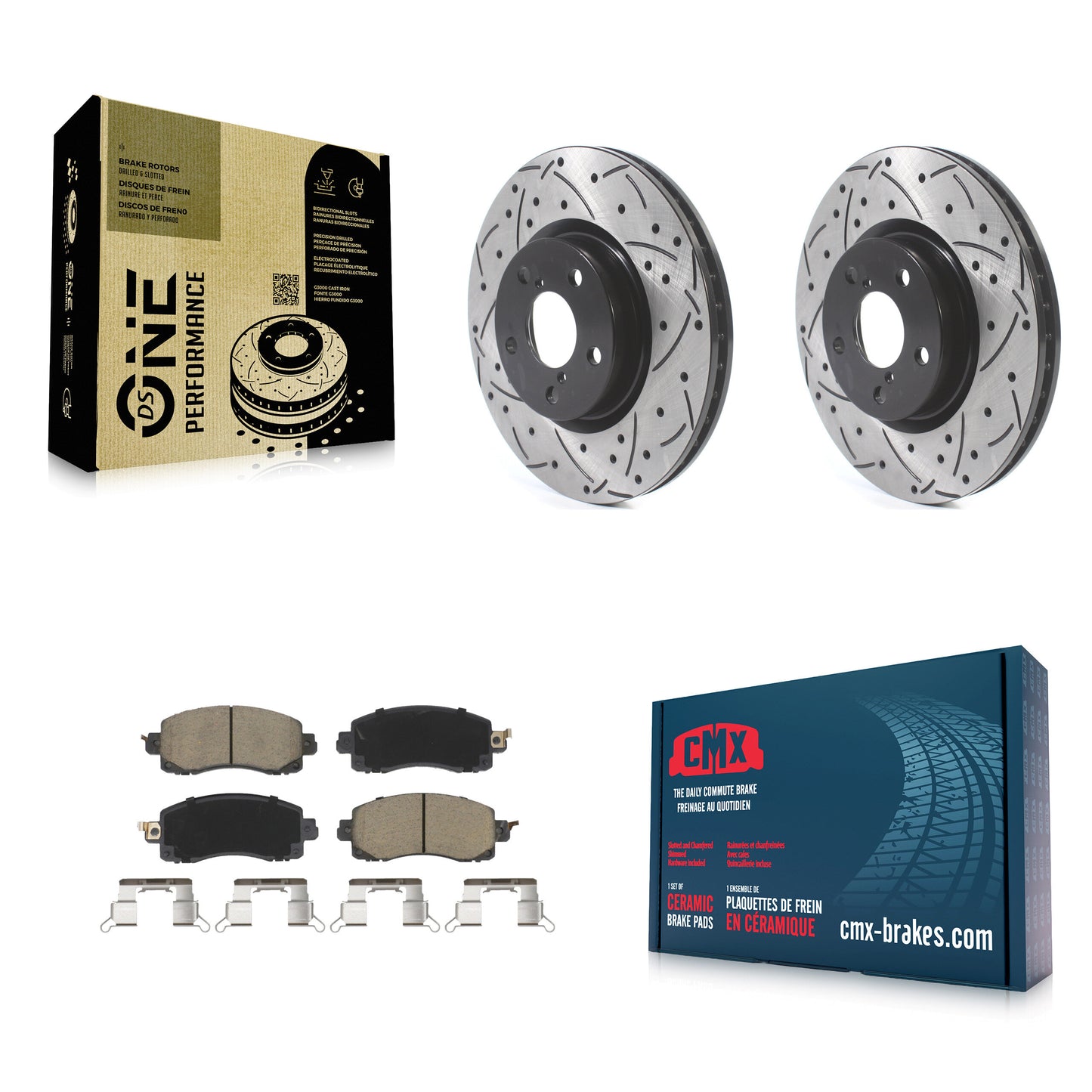 [Avant] Kit de disque (percé rainuré revêtu) et plaquette (céramique) de frein pour 2017-2021 Subaru Impreza avec 276mm Diameter Rotor KDC-100081