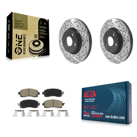 [Avant] Kit de disque (percé rainuré revêtu) et plaquette (céramique) de frein pour 2017-2021 Subaru Impreza avec 276mm Diameter Rotor KDC-100081