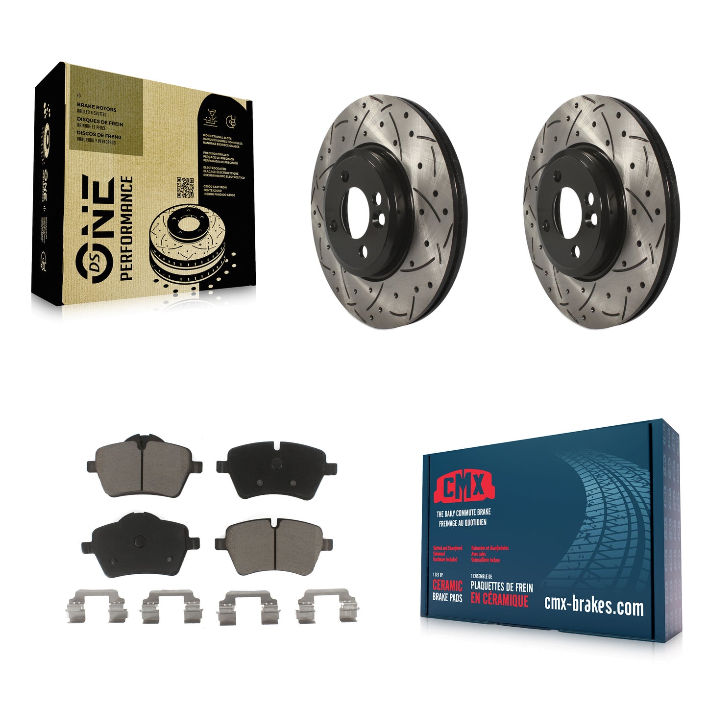 [Avant] Kit de disque (percé rainuré revêtu) et plaquette (céramique) de frein pour Mini Cooper Countryman avec 294mm Diameter Rotor KDC-100084