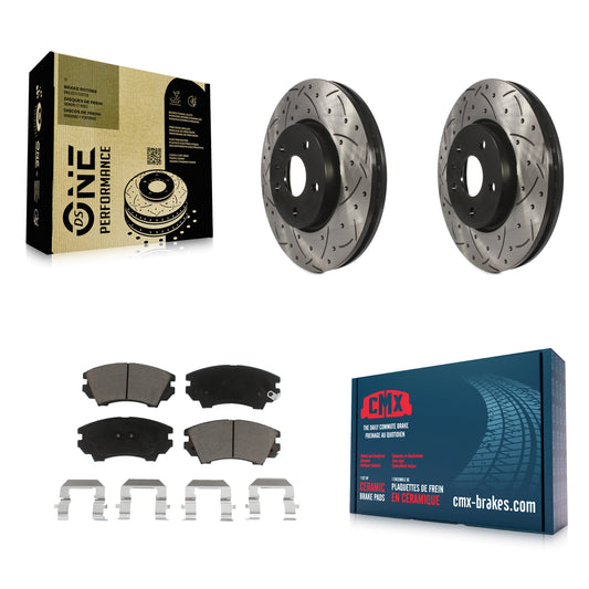[Avant] Kit de disque (percé rainuré revêtu) et plaquette (céramique) de frein pour 2010-2015 Chevrolet Camaro LT LS KDC-100086