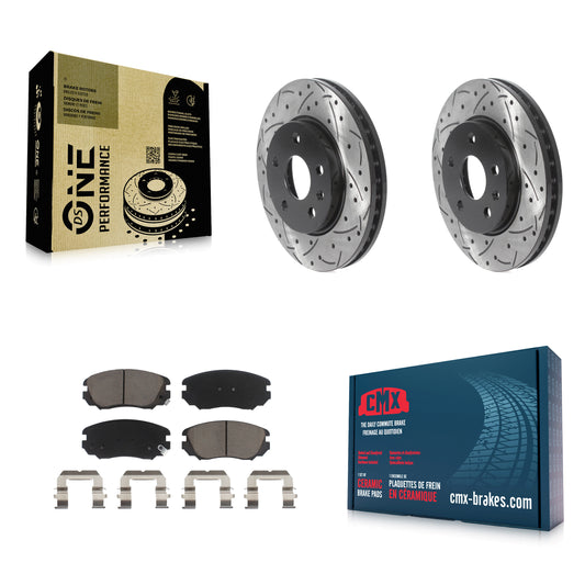 [Avant] Kit de disque (percé rainuré revêtu) et plaquette (céramique) de frein pour Chevrolet Malibu Buick LaCrosse Regal Limited KDC-100089