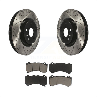 [Avant] Kit de disque (percé rainuré revêtu) et plaquette (céramique) de frein pour 2014 Chevrolet Camaro ZL1 KDC-100090 par Transit Auto