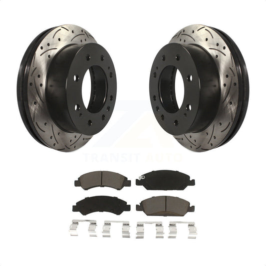 [Avant] Kit de disque (percé rainuré revêtu) et plaquette (céramique) de frein pour Chevrolet Silverado 1500 Suburban KDC-100093 par Transit Auto
