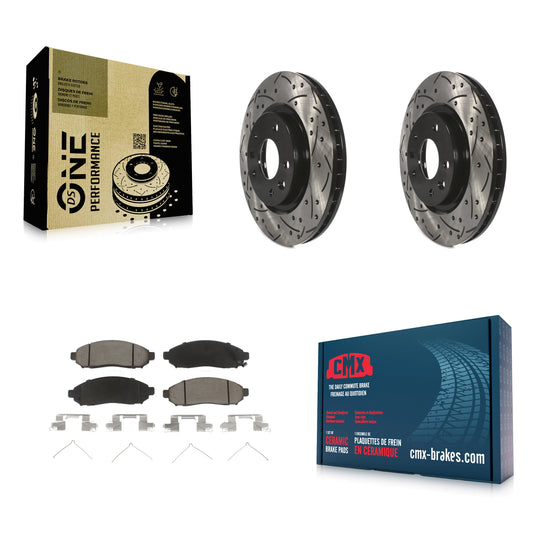 [Avant] Kit de disque (percé rainuré revêtu) et plaquette (céramique) de frein pour 2015 Nissan LEAF Vehicles Manufactured In Japan KDC-100098