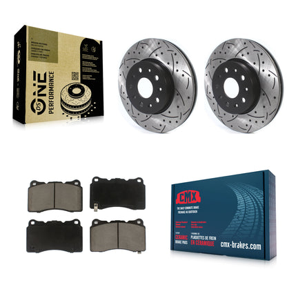 [Avant] Kit de disque (percé rainuré revêtu) et plaquette (céramique) de frein pour Chevrolet Camaro Cadillac CTS CT6 KDC-100099