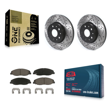 [Avant] Kit de disque (percé rainuré revêtu) et plaquette (céramique) de frein pour Cadillac CTS sans Heavy Duty Brakes KDC-100100
