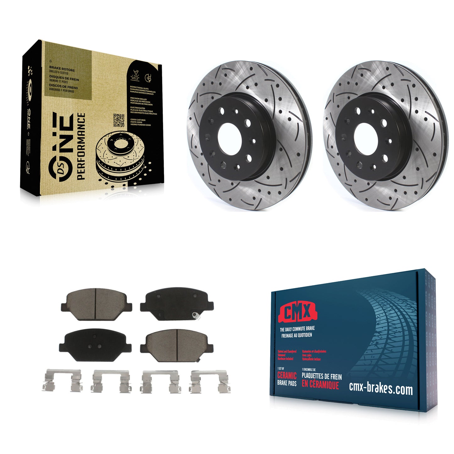 [Avant] Kit de disque (percé rainuré revêtu) et plaquette (céramique) de frein pour Chevrolet Camaro sans Brembo Calipers KDC-100101