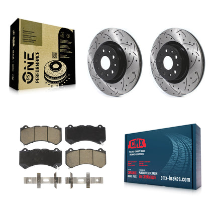 [Avant] Kit de disque (percé rainuré revêtu) et plaquette (céramique) de frein pour 2016 Cadillac CTS Vsport Premium avec RWD KDC-100103