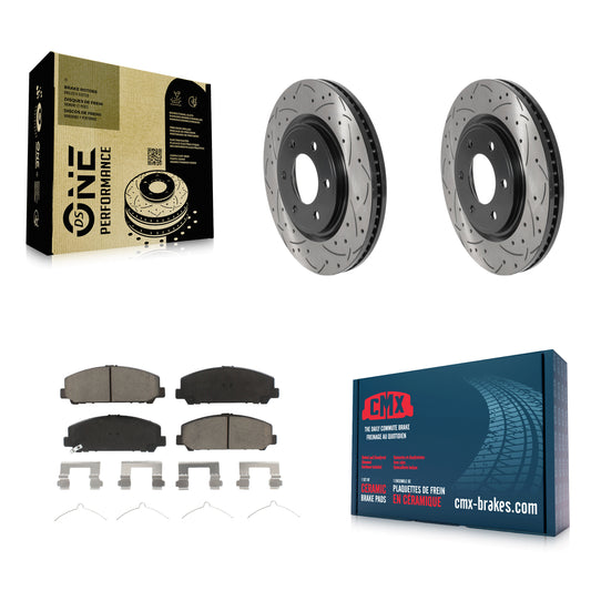 [Avant] Kit de disque (percé rainuré revêtu) et plaquette (céramique) de frein pour Nissan TITAN Armada INFINITI QX80 QX56 KDC-100105