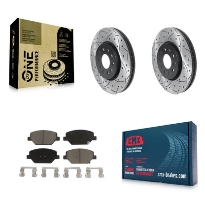 [Avant] Kit de disque (percé rainuré revêtu) et plaquette (céramique) de frein pour Chevrolet Equinox GMC Terrain Buick Envision LaCrosse Regal Sportback TourX KDC-100106