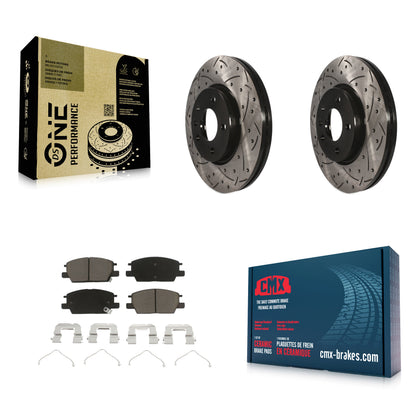 [Avant] Kit de disque (percé rainuré revêtu) et plaquette (céramique) de frein pour Chevrolet Equinox Malibu GMC Terrain Buick LaCrosse Regal Sportback TourX KDC-100107