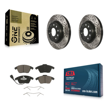 [Avant] Kit de disque (percé rainuré revêtu) et plaquette (céramique) de frein pour Volkswagen GTI Audi A3 Quattro avec 280mm Diameter Rotor KDC-100111