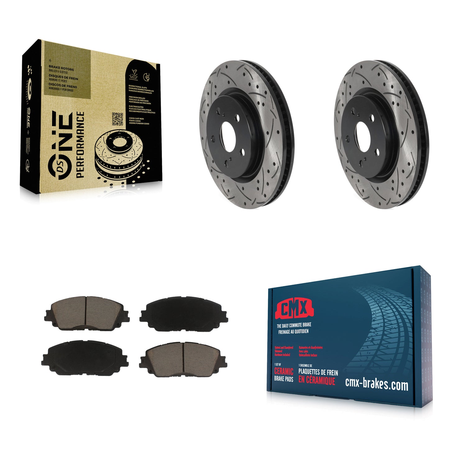 [Avant] Kit de disque (percé rainuré revêtu) et plaquette (céramique) de frein pour Toyota Camry RAV4 Lexus ES350 Avalon ES300h UX250h UX200 C-HR Venza ES250 Corolla Cross KDC-100112