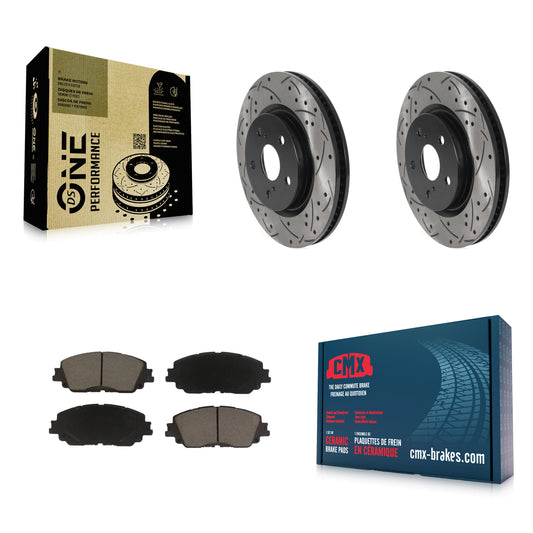 [Avant] Kit de disque (percé rainuré revêtu) et plaquette (céramique) de frein pour Toyota Camry RAV4 Lexus ES350 Avalon ES300h UX250h UX200 C-HR Venza ES250 Corolla Cross KDC-100112