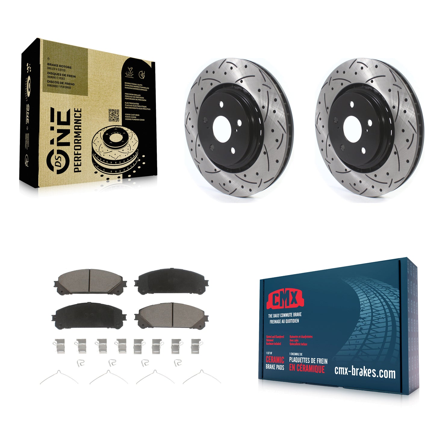 [Avant] Kit de disque (percé rainuré revêtu) et plaquette (céramique) de frein pour Lexus RX350 RX450h Toyota RX350L Camry RX450hL Avalon Crown NX250 NX350 NX350h KDC-100114