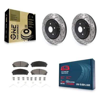 [Avant] Kit de disque (percé rainuré revêtu) et plaquette (céramique) de frein pour Lexus RX350 RX450h Toyota RX350L Camry RX450hL Avalon Crown NX250 NX350 NX350h KDC-100114