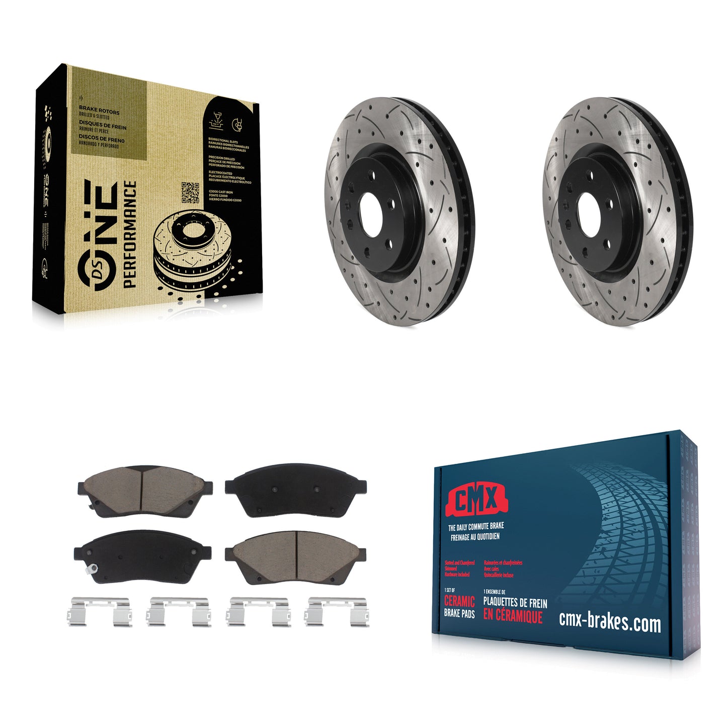[Avant] Kit de disque (percé rainuré revêtu) et plaquette (céramique) de frein pour Cadillac SRX Saab 9-4X KDC-100122