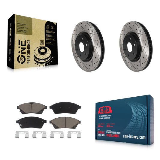 [Avant] Kit de disque (percé rainuré revêtu) et plaquette (céramique) de frein pour Cadillac SRX Saab 9-4X KDC-100122