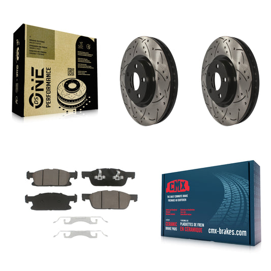 [Avant] Kit de disque (percé rainuré revêtu) et plaquette (céramique) de frein pour Ford Edge KDC-100123