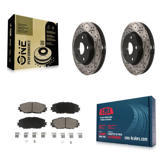 [Avant] Kit de disque (percé rainuré revêtu) et plaquette (céramique) de frein pour Toyota RAV4 Scion xB Prius V Lexus HS250h KDC-100128
