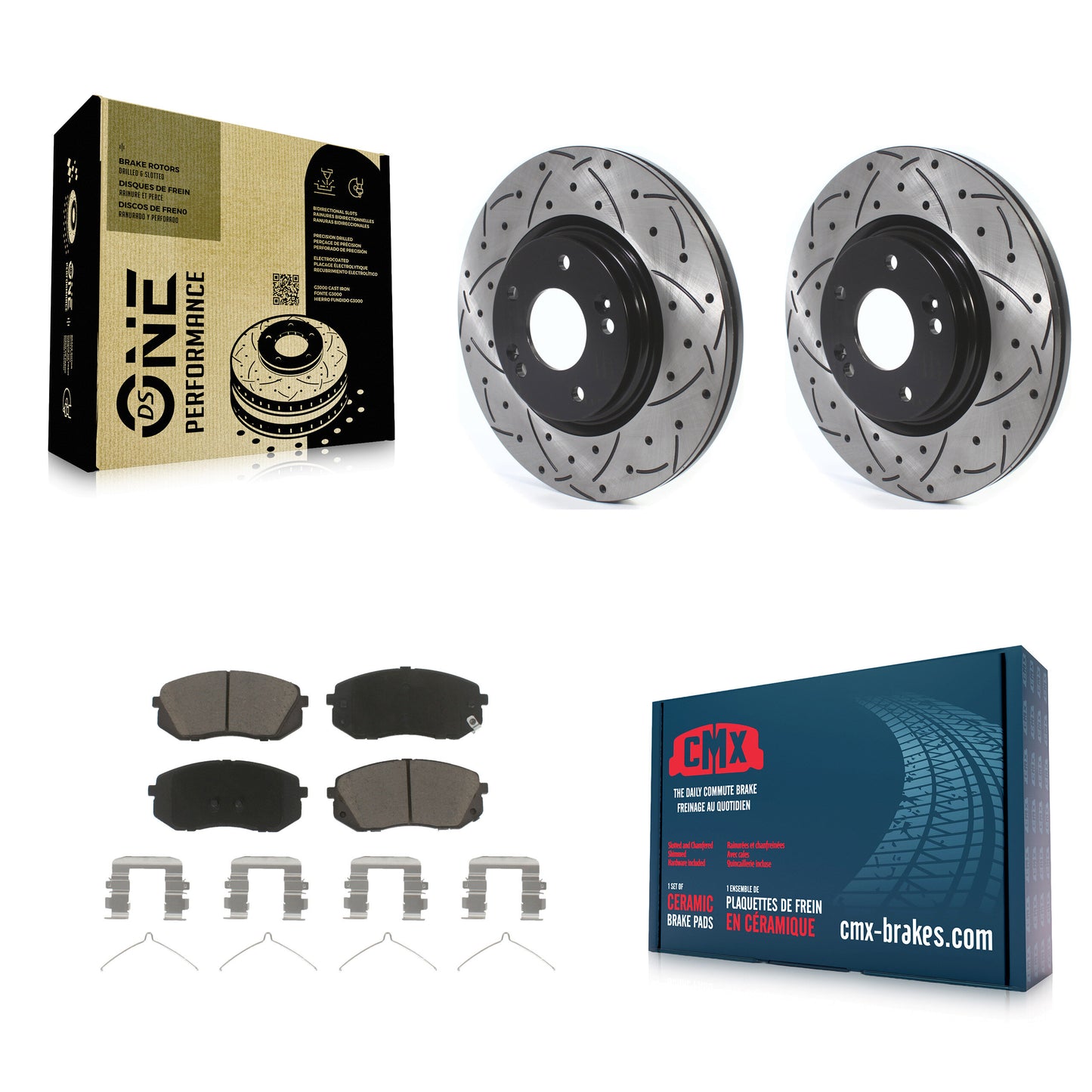 [Avant] Kit de disque (percé rainuré revêtu) et plaquette (céramique) de frein pour Hyundai Sonata Kia Optima Niro EV Kona Electric KDC-100130