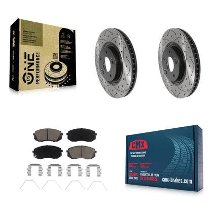 [Avant] Kit de disque (percé rainuré revêtu) et plaquette (céramique) de frein pour Hyundai Sonata Kia Optima KDC-100131