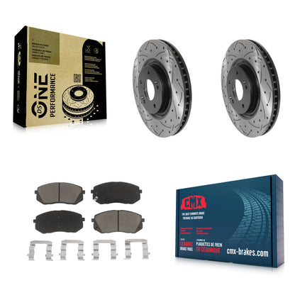 [Avant] Kit de disque (percé rainuré revêtu) et plaquette (céramique) de frein pour Hyundai Tucson Sonata Kia Cadenza KDC-100133