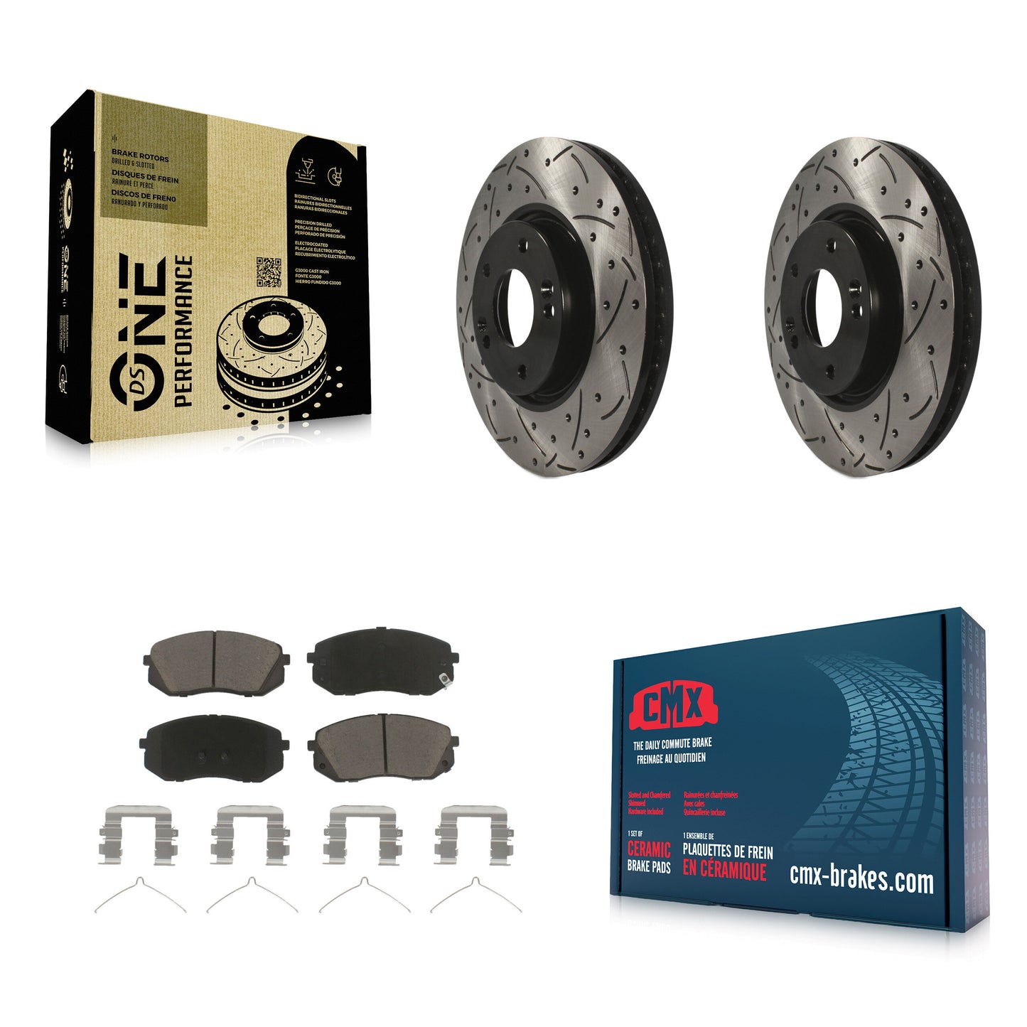 [Avant] Kit de disque (percé rainuré revêtu) et plaquette (céramique) de frein pour 2016 Hyundai Sonata FULL HYBRID EV-GAS (FHEV) engine KDC-100137