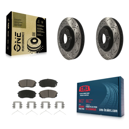 [Avant] Kit de disque (percé rainuré revêtu) et plaquette (céramique) de frein pour 2016 Hyundai Sonata FULL HYBRID EV-GAS (FHEV) engine KDC-100137