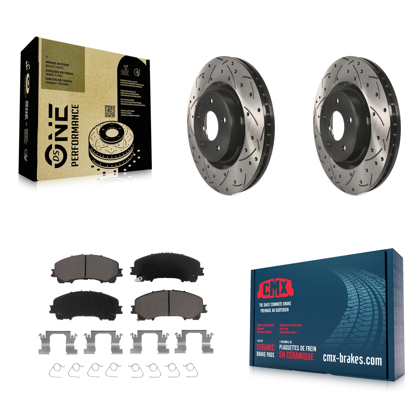 [Avant] Kit de disque (percé rainuré revêtu) et plaquette (céramique) de frein pour INFINITI Q50 QX50 Q60 KDC-100138