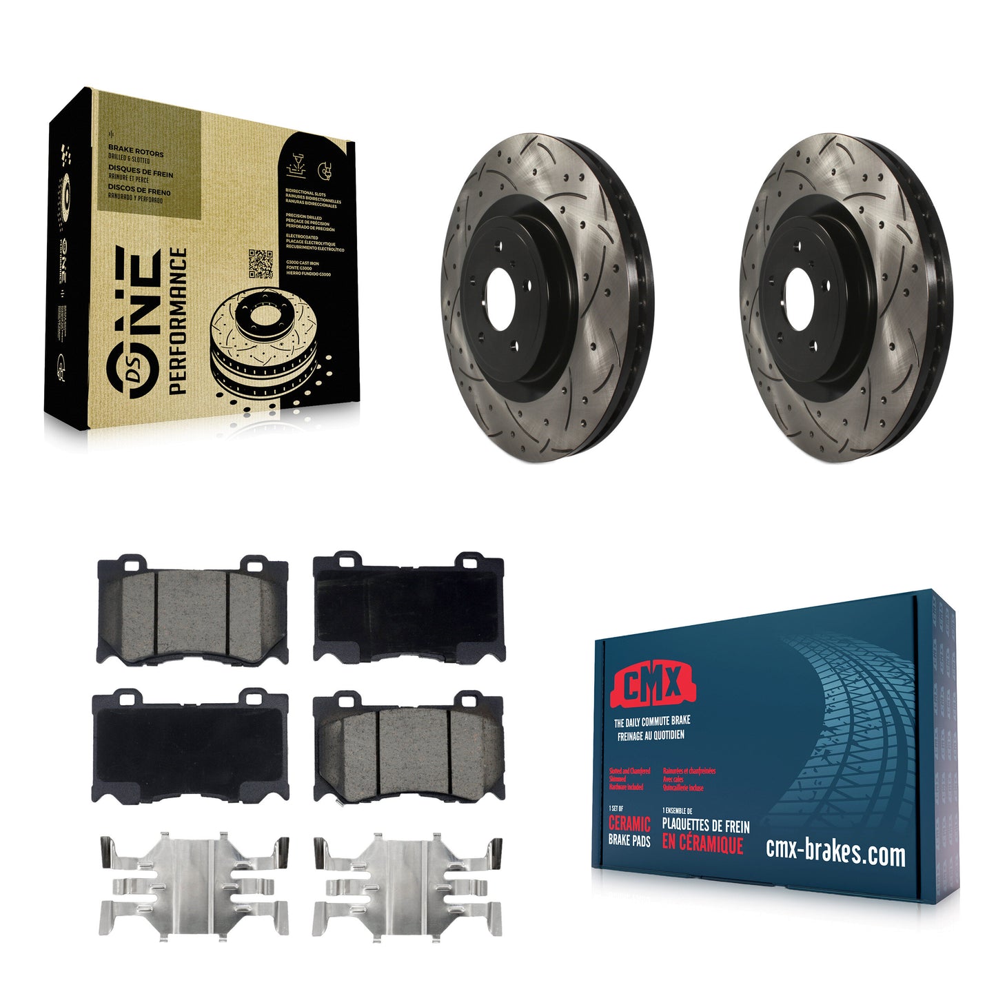 [Avant] Kit de disque (percé rainuré revêtu) et plaquette (céramique) de frein pour INFINITI G37 Q50 Nissan 370Z Q60 M37 Q70 Q70L QX70 M56 FX50 Z KDC-100139
