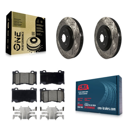[Avant] Kit de disque (percé rainuré revêtu) et plaquette (céramique) de frein pour INFINITI G37 Q50 Nissan 370Z Q60 M37 Q70 Q70L QX70 M56 FX50 Z KDC-100139
