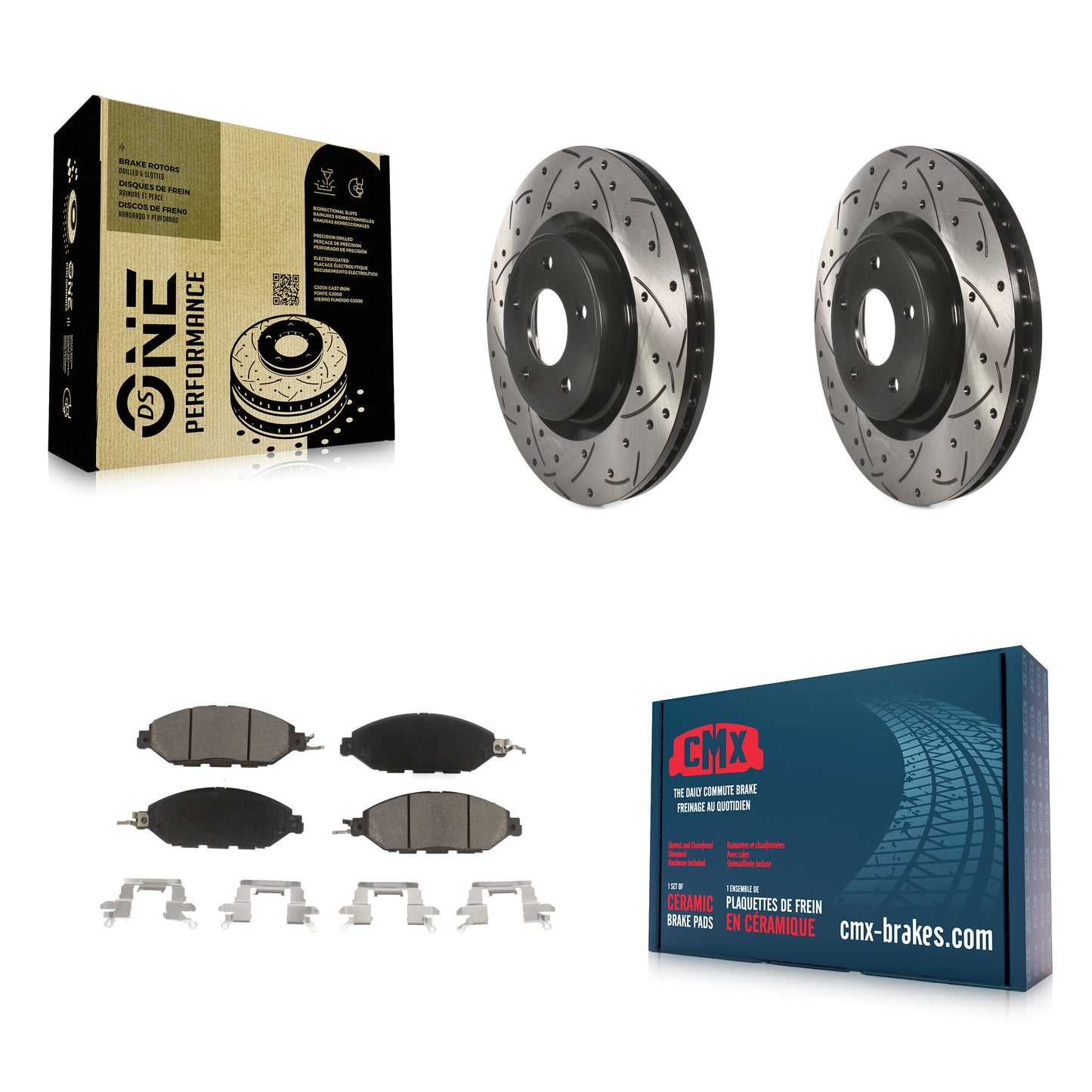 [Avant] Kit de disque (percé rainuré revêtu) et plaquette (céramique) de frein pour Nissan Pathfinder Murano INFINITI QX60 JX35 KDC-100140