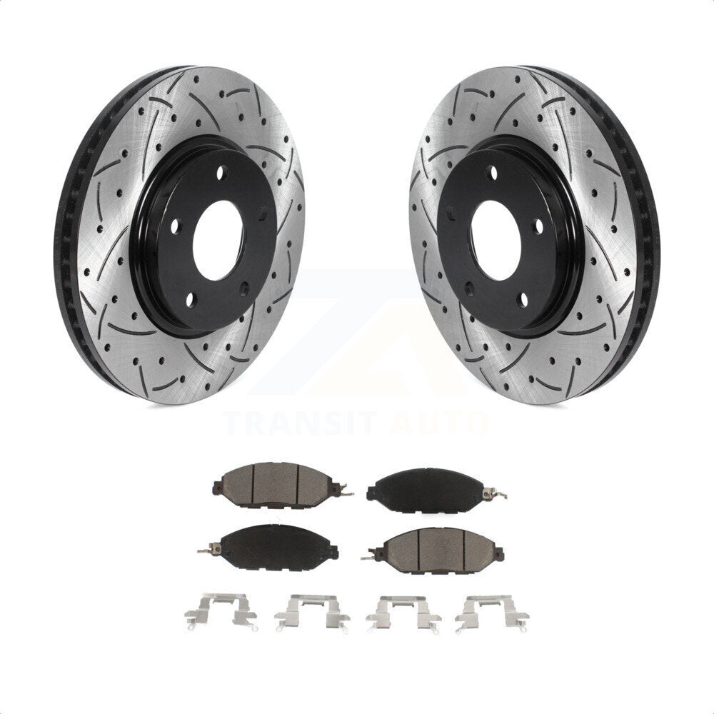 [Avant] Kit de disque (percé rainuré revêtu) et plaquette (céramique) de frein pour 2016 Nissan Pathfinder From 11 15 KDC-100141 par Transit Auto